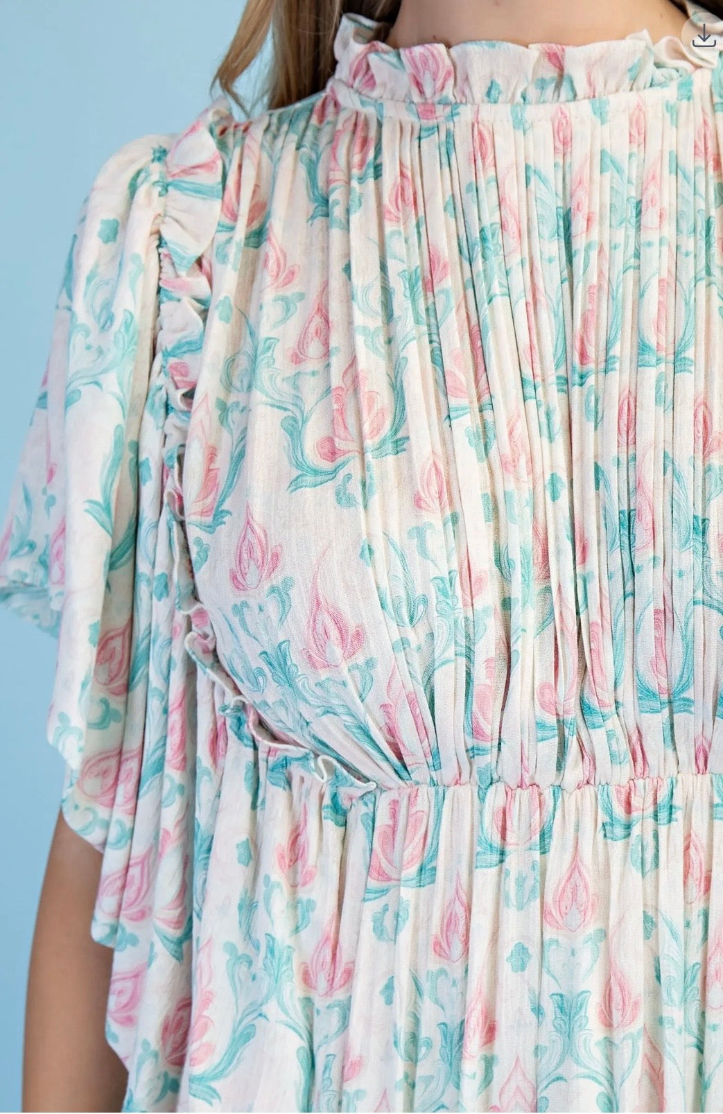 Printed Midi Flutter Sleeve Dress